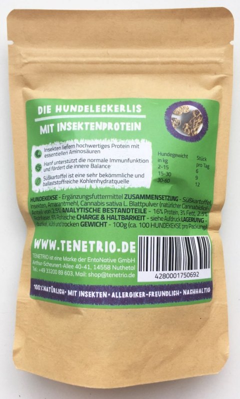 Tenetrio Hundekekse Hanf Süsskartoffel - ciasteczka z owadami, batatami i konopiami (100g) Tenetrio Hundekekse Hanf Süsskartoffel - ciasteczka z owadami, batatami i konopiami (100g)