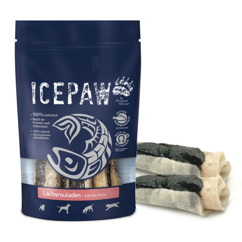 ICEPAW Lachsrouladen roladki do żucia dla psów - łosoś i wołowina 4 szt.