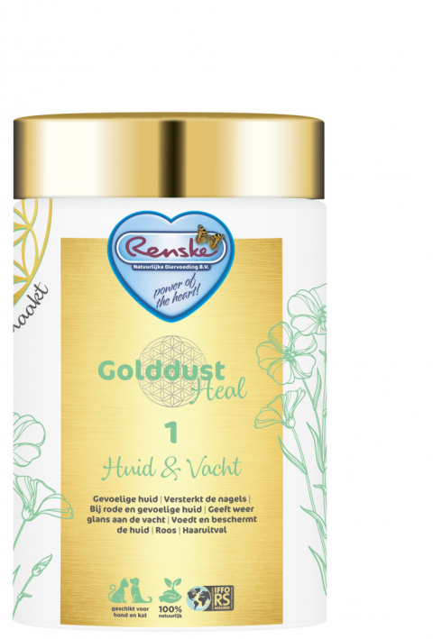 RENSKE GOLDDUST HEAL 1 Skóra i sierść - preparat przeciw wypadającej sierści i problemom skórnym 250g RENSKE GOLDDUST HEAL 1 Skóra i sierść - preparat przeciw wypadającej sierści i problemom skórnym 250g