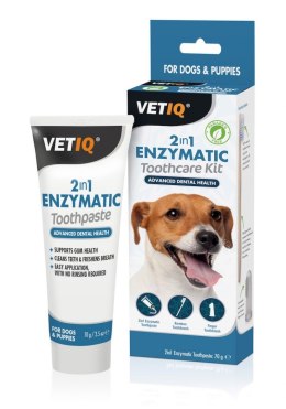 VetIQ 2in1 Ochrona zębów 70g Pasta enzym zestaw