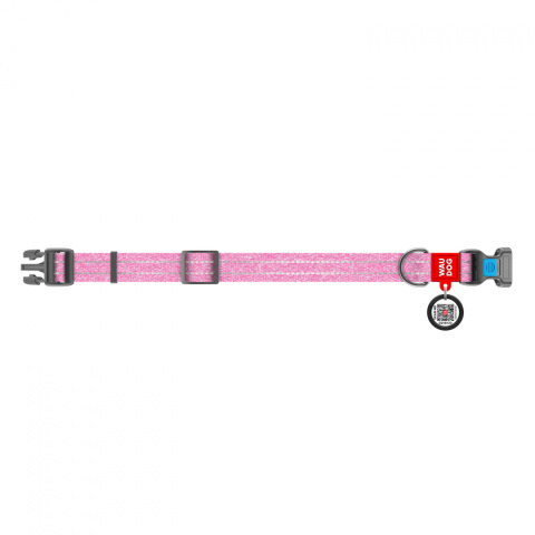 WauDog Re-cotton Obroża dla psa 2,5cm/31-49cm M Różowa WauDog Re-cotton Obroża dla psa 2,5cm/31-49cm M Różowa