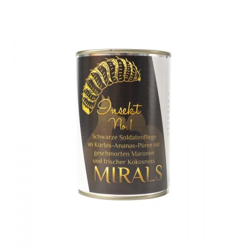 MIRALS Insekt No 1 - czarny żołnierz na puree z dynii i ananasa z duszonymi świeżymi kasztanami 370g x 6szt. MIRALS Insekt No 1 - czarny żołnierz na puree z dynii i ananasa z duszonymi świeżymi kasztanami 370g x 6szt.