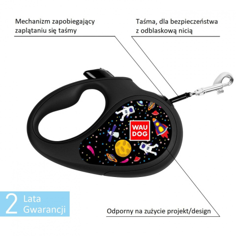 WAUDOG Smycz autoamtyczna dla psa NASA 5 m do 15 kg S WAUDOG Smycz autoamtyczna dla psa NASA 5 m do 15 kg S