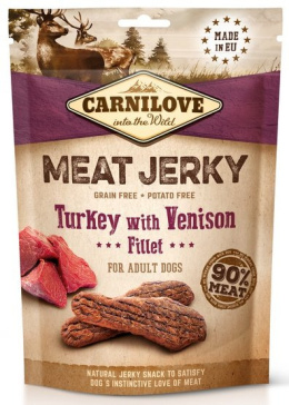 Carnilove Dog Jerky Turkey & Venison Fillet - indyk i filet z dziczyzny 100g
