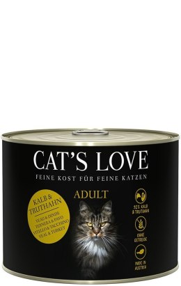 CAT'S LOVE Mix cielęcina i indyk z olejem lnianym i kocimiętką 6 szt. x 200g