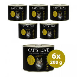 CAT'S LOVE Mix cielęcina i indyk z olejem lnianym i kocimiętką 6 szt. x 200g