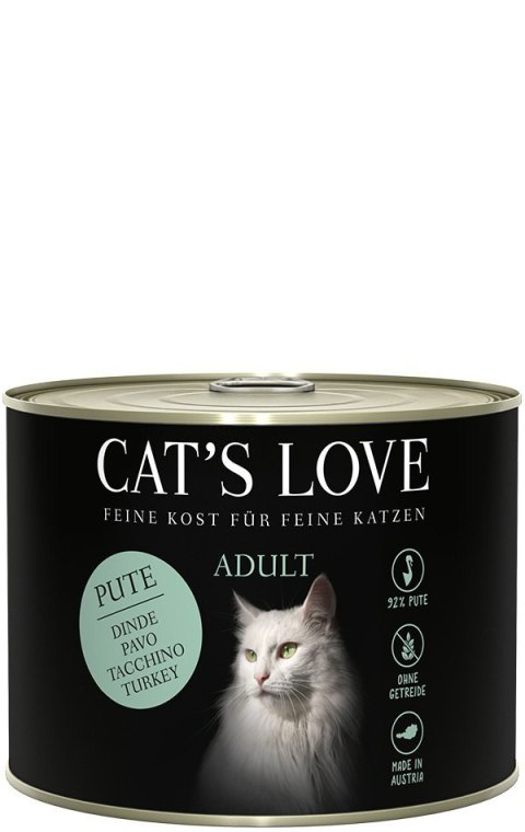 CAT'S LOVE Pute - indyk z olejem z łososia i kocim tymiankiem 6 szt. x 200g CAT'S LOVE Pute - indyk z olejem z łososia i kocim tymiankiem 6 szt. x 200g