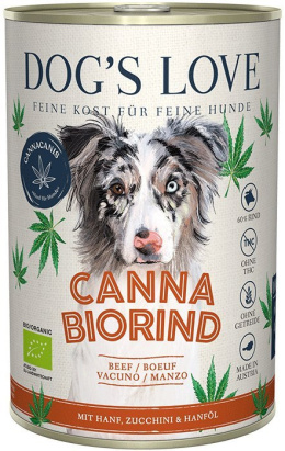 DOG'S LOVE Canna Canis Bio Rind - ekologiczna wołowina z konopiami, cukinią 400g