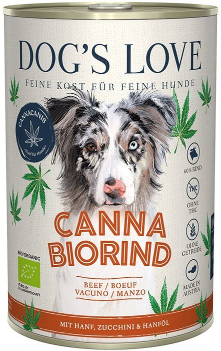 DOG'S LOVE Canna Canis Bio Rind - ekologiczna wołowina z konopiami, cukinią 400g DOG'S LOVE Canna Canis Bio Rind - ekologiczna wołowina z konopiami, cukinią 400g
