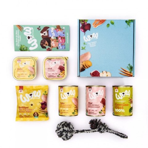 WOW BOX Junior zestaw karm dla szczeniąt + zabawka Prezent WOW BOX Junior zestaw karm dla szczeniąt + zabawka Prezent