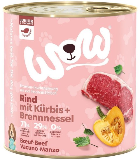 WOW Junior Rind - wołowina z dynią i pokrzywą dla szczeniąt 6 x 800g WOW Junior Rind - wołowina z dynią i pokrzywą dla szczeniąt 6 x 800g