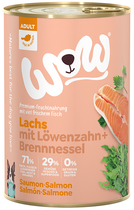 WOW Lachs łosoś z mniszkiem lekarskim i pokrzywą 6 x 400g WOW Lachs łosoś z mniszkiem lekarskim i pokrzywą 6 x 400g