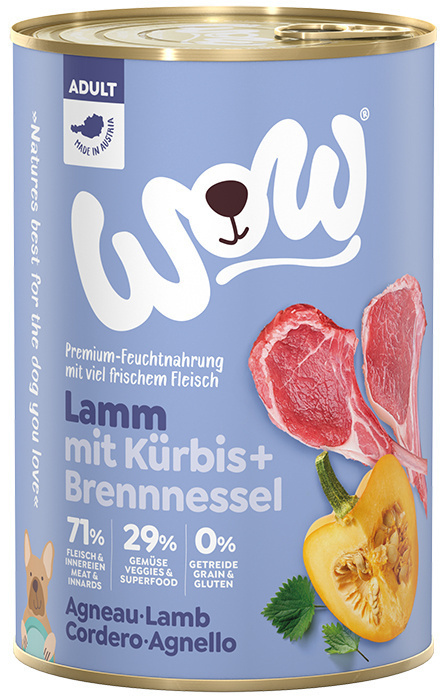 WOW Lamm mit Kürbis – jagnięcina z dynią i pokrzywą 6 x 400g WOW Lamm mit Kürbis – jagnięcina z dynią i pokrzywą 6 x 400g