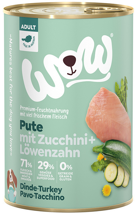 WOW Pute indyk z cukinią i mniszkiem lekarskim 6 x 400g WOW Pute indyk z cukinią i mniszkiem lekarskim 6 x 400g
