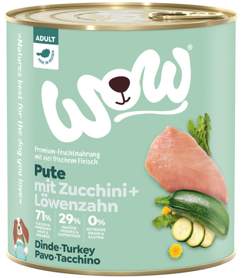 WOW Pute – indyk z cukinią i mniszkiem lekarskim 6 x 800g WOW Pute – indyk z cukinią i mniszkiem lekarskim 6 x 800g