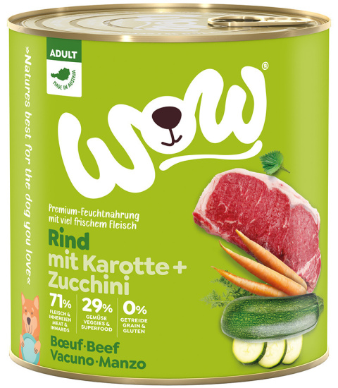 WOW Rind – wołowina z marchewką i cukinią 6 x 800g WOW Rind – wołowina z marchewką i cukinią 6 x 800g