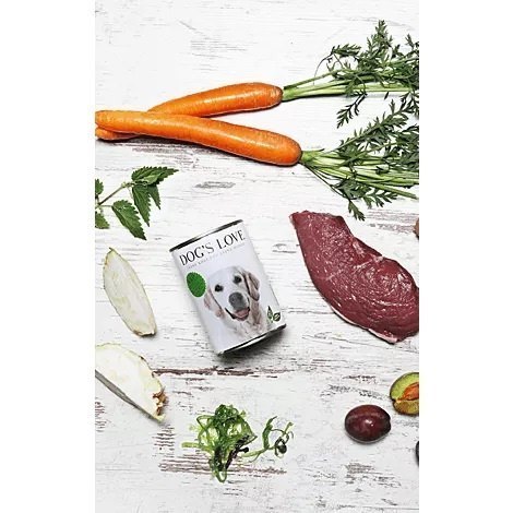 DOG'S LOVE WILD dziczyzna z marchewką, selerem, ziemniakami i śliwkami 800g DOG'S LOVE WILD dziczyzna z marchewką, selerem, ziemniakami i śliwkami 800g