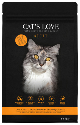 CAT'S LOVE Pute Wild - sucha karma dla kota z indykiem i dziczyzną 2kg