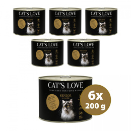 CAT'S LOVE Senior Ente - kaczka z olejem z krokosza i lubczykiem 200g x 6 szt.