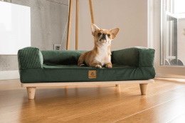 ANIMOOD Legowisko drewniane sofa Sonya - butelkowa zieleń
