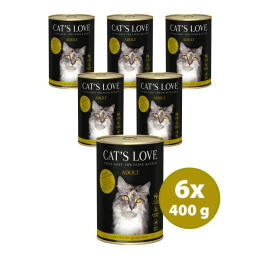 CAT'S LOVE Mix Kalb & Truhahn - cielęcina i indyk z olejem lnianym i kocimiętką 400g x 6 szt.