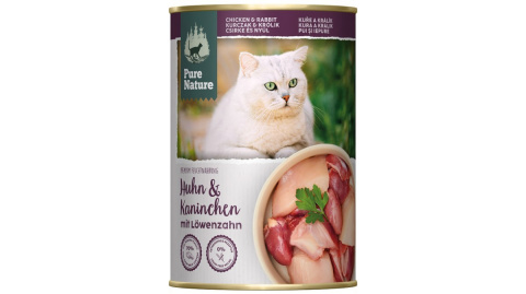 PURE NATURE CAT Huhn Kaninchen - kurczak z królikiem i mniszkiem lekarskim 400g PURE NATURE CAT Huhn Kaninchen - kurczak z królikiem i mniszkiem lekarskim 400g