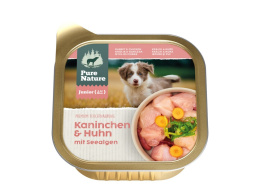 PURE NATURE DOG Junior Kaninchen Huhn - królik i kurczak z marchewką i algami 150g