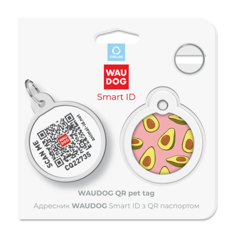 WAUDOG Zawieszka okragła z identyfikatotem QR GPS metalowa Awokado 25mm WAUDOG Zawieszka okragła z identyfikatotem QR GPS metalowa Awokado 25mm
