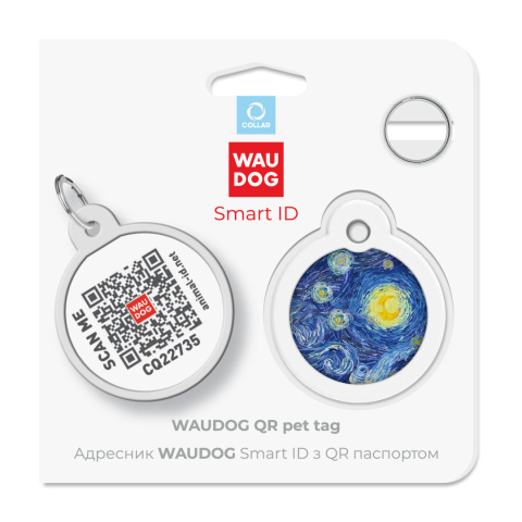 WAUDOG Zawieszka okragła z identyfikatotem QR GPS metalowa Lilie Wodne 30mm WAUDOG Zawieszka okragła z identyfikatotem QR GPS metalowa Lilie Wodne 30mm