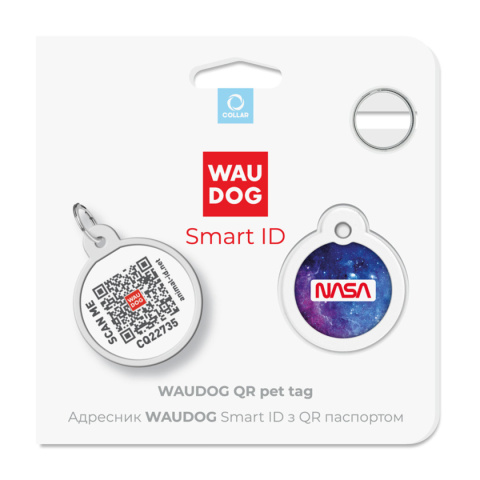 WAUDOG Zawieszka okragła z identyfikatotem QR GPS metalowa NASA 25mm WAUDOG Zawieszka okragła z identyfikatotem QR GPS metalowa NASA 25mm