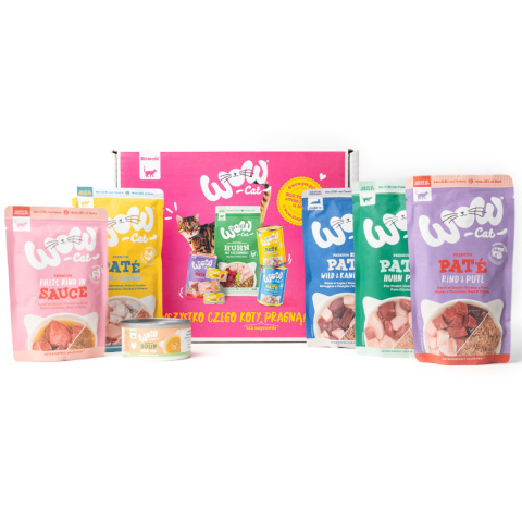 WOW CAT Box - zestaw MIX karm dla kota Prezent dla kota WOW CAT Box - zestaw MIX karm dla kota Prezent dla kota