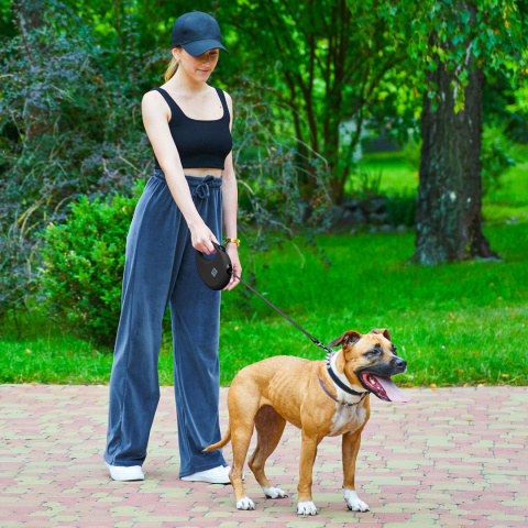 WAUDOG Smycz automatyczna z pojemnikiem na woreczki , odblaskowa taśma, dł. 5m M do 20kg WAUDOG Smycz automatyczna z pojemnikiem na woreczki , odblaskowa taśma, dł. 5m M do 20kg