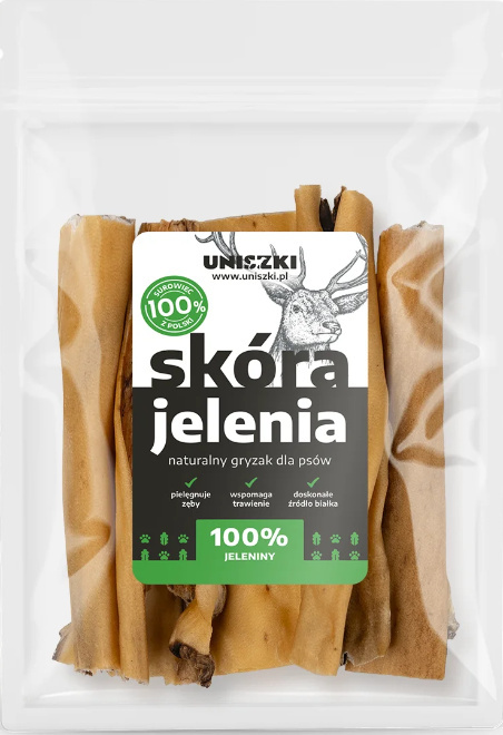 Uniszki Zestaw gryzaków ze Skór Królika Wołowa Jelenia po 50g Uniszki Zestaw gryzaków ze Skór Królika Wołowa Jelenia po 50g