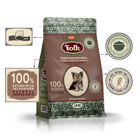 FOLK MINI Staropolska uczta mięsna z królikiem, jagnięciną i przepiórką 1,6 kg FOLK MINI Staropolska uczta mięsna z królikiem, jagnięciną i przepiórką 1,6 kg