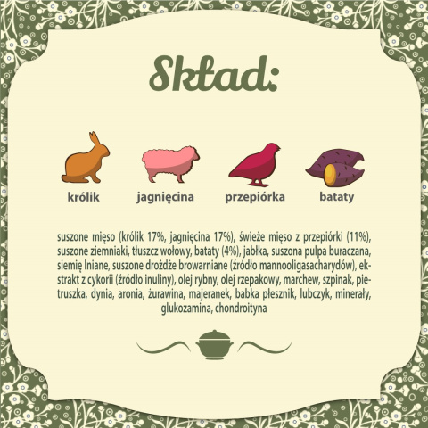 FOLK MINI Staropolska uczta mięsna z królikiem, jagnięciną i przepiórką 1,6 kg FOLK MINI Staropolska uczta mięsna z królikiem, jagnięciną i przepiórką 1,6 kg