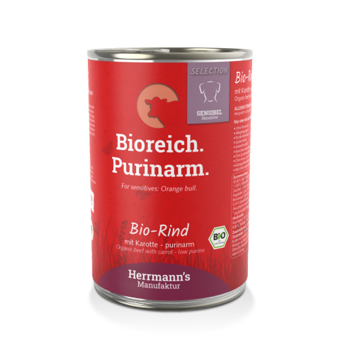 HERRMANN'S Selection Sensitive Dog Bio Rind Purinarm - bio wołowina, niski poziom puryn 400g