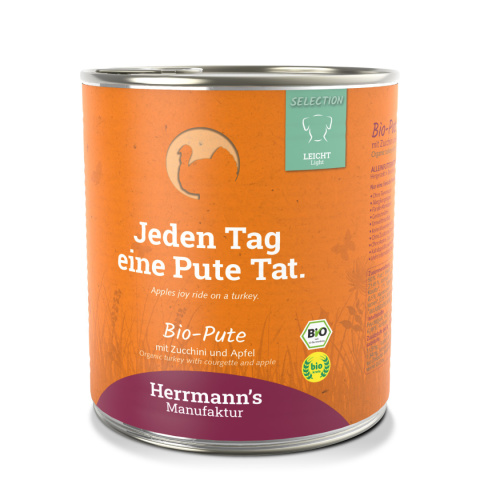 HERRMANN'S Selection Light Dog Bio Pute - bio indyk z cukinią 800g