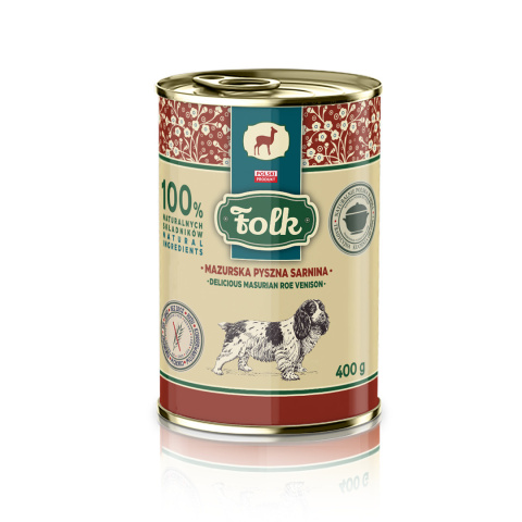 FOLK Karma mokra dla psa Mazurska pyszna sarnina 400g FOLK Karma mokra dla psa Mazurska pyszna sarnina 400g