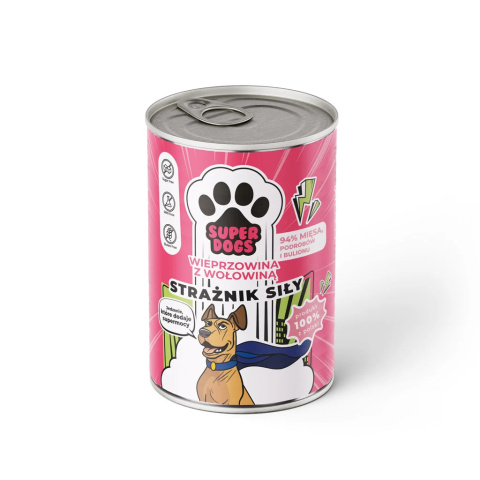 Karma mokra SUPERDOGS Strażnik Siły. Wieprzowina z wołowiną 400g Karma mokra SUPERDOGS Strażnik Siły. Wieprzowina z wołowiną 400g