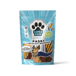 SUPERDOGS Skrzydlaty Wojownik Paski z indyka dla psa 100g