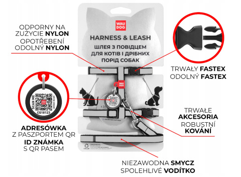 WAUDOG Nylon Szelki ze smyczą dla kota z zawieszką QR Etno Niebieski WAUDOG Nylon Szelki ze smyczą dla kota z zawieszką QR Etno Niebieski