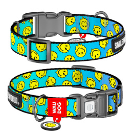 WAUDOG Obroża dla psa Nylon L 33-49/2,5 cm Buźka na Niebiesko