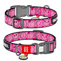 WAUDOG Obroża dla psa Nylon XL 37-58/2,5 cm Buźka na Różowo