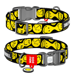 WAUDOG Obroża dla psa Nylon XL 37-58/2,5 cm Buźka na Czarno