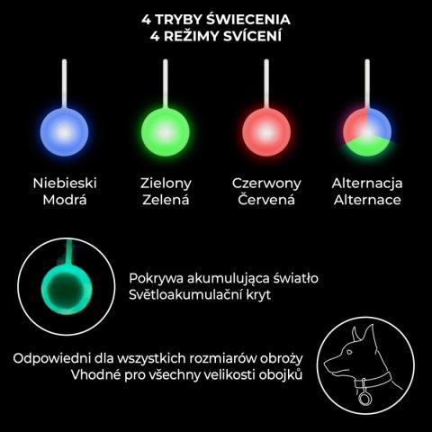 WAUDOG ZAWIESZKA LED dla psa w świecącej silikonowej obudowie, USB, średnica 37 mm WAUDOG ZAWIESZKA LED dla psa w świecącej silikonowej obudowie, USB, średnica 37 mm