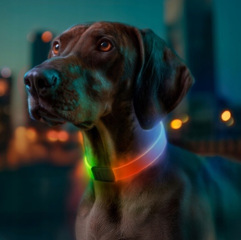 WAUDOG Obroża z podświetleniem LED dla psa, RGB, USB-C regulowana, do 60 cm WAUDOG Obroża z podświetleniem LED dla psa, RGB, USB-C regulowana, do 60 cm