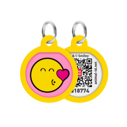 WAUDOG Zawieszka z identyfikatotem QR GPS metalowa Buźka nRóżowo 25mm
