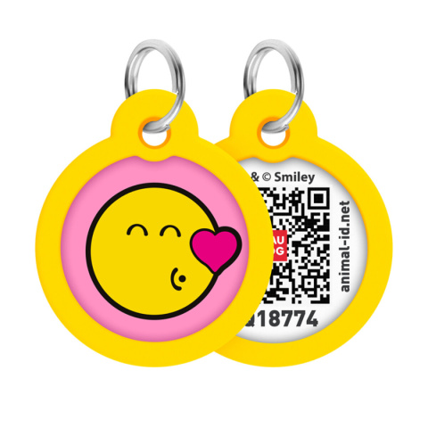 WAUDOG Zawieszka z identyfikatotem QR GPS metalowa Buźka na Różowo 30mm WAUDOG Zawieszka z identyfikatotem QR GPS metalowa Buźka na Różowo 30mm