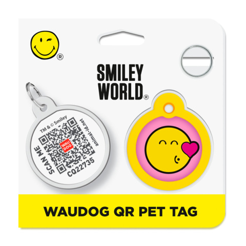 WAUDOG Zawieszka z identyfikatotem QR GPS metalowa Buźka na Różowo 30mm WAUDOG Zawieszka z identyfikatotem QR GPS metalowa Buźka na Różowo 30mm