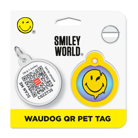 WAUDOG Zawieszka z identyfikatotem QR GPS metalowa Buźka na niebiesko 25mm WAUDOG Zawieszka z identyfikatotem QR GPS metalowa Buźka na niebiesko 25mm